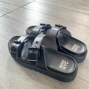 platform black sandals